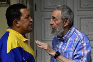 Afectuoso encuentro entre Fidel Castro y Hugo Chávez